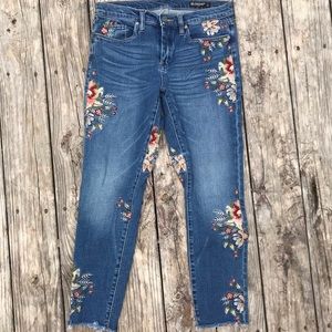Floral Embroidered Skinny Jeans
